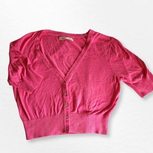 OLD NAVY pink cropped button up short sleeve cardigan L